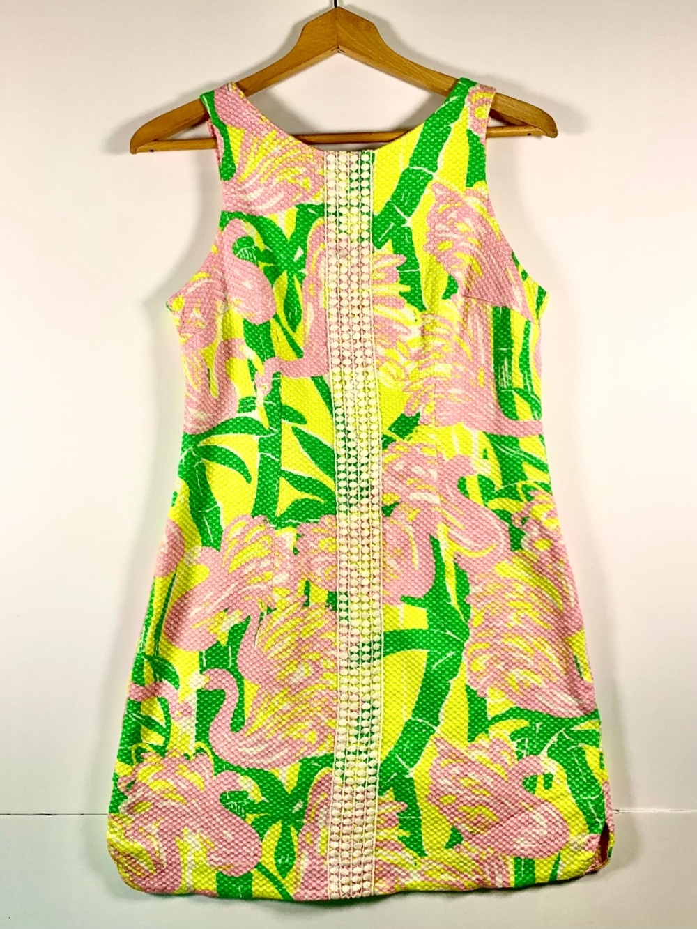Lily Pulitzer Limited Edition Mini Dress Flamingo Fan Dance Tropical yellow pink